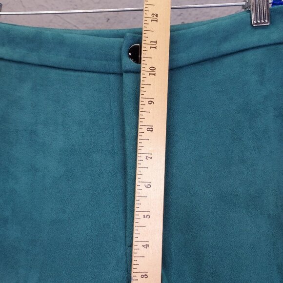 Anthropologie Avec Les Filles Pants Small Arden Slim Faux Suede Green Zip Ankle - Picture 15 of 16